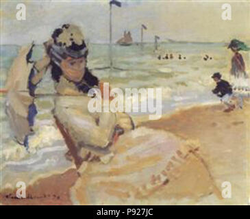 .   421 Monet - camille-on-the-beach-at-trouville Stock Photo