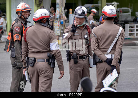 Thailand police with senior officer giving instructions Stock Photo