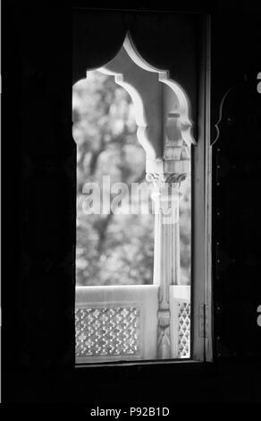 Interior window view of the JASWANT THADA which was built in 1899 as a memorial to MAHARAJA JASWANT SINGH ll - JODHPUR, RAJASTHAN, INDIA Stock Photo