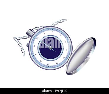 Beautiful pocket watch with rich colors on white background isolated Stock Vector