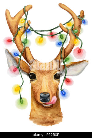 Green Christmas Deer. Line Drawing. 4709784 Vector Art at Vecteezy