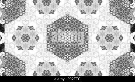 Kaleidoscope pattern fractal , computer generated abstract intensity map, black and white, 3D rendering Stock Photo