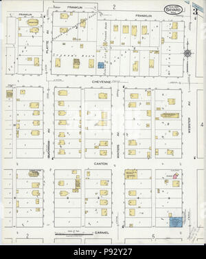 492 Sanborn Fire Insurance Map from Bayard, Morrill County, Nebraska. LOC sanborn05146 001-3 Stock Photo