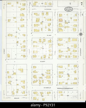 492 Sanborn Fire Insurance Map from Belding, Montcalm County, Michigan. LOC sanborn03922A 006-7 Stock Photo