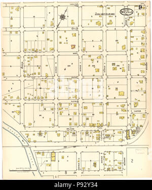 492 Sanborn Fire Insurance Map from Beeville, Bee County, Texas. LOC sanborn08426 005-9 Stock Photo