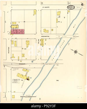 492 Sanborn Fire Insurance Map from Beeville, Bee County, Texas. LOC sanborn08426 005-6 Stock Photo