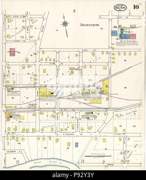 492 Sanborn Fire Insurance Map from Belton, Bell County, Texas. LOC sanborn08428 007-10 Stock Photo