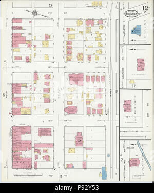 .   492 Sanborn Fire Insurance Map from Boulder, Boulder County, Colorado. LOC sanborn00958 008-12 Stock Photo