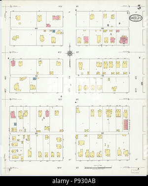 .   499 Sanborn Fire Insurance Map from Greeley, Weld County, Colorado. LOC sanborn01009 008-5 Stock Photo