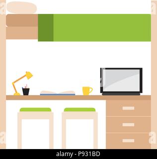 Student dorm room Stock Vector
