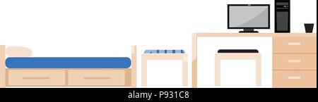 Student dorm room Stock Vector