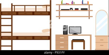Student dorm room Stock Vector