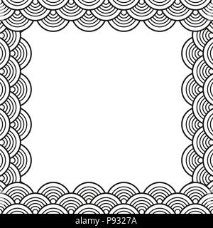 Black Traditional Wave Japanese Chinese Seigaiha Border. Vector Illustration Stock Vector