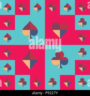 Card Suit Chess Board Blue Sky and Pink Pattern. Vector Illustration Stock Vector
