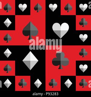 Card Suit Chess Board Red and Black Pattern. Vector Illustration Stock Vector