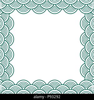 White Green Traditional Wave Japanese Chinese Seigaiha Border. Vector Illustration Stock Vector