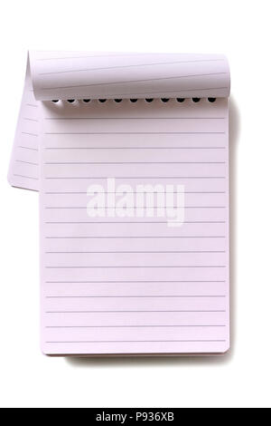 Spiral notepad lined paper open isolated Stock Photo