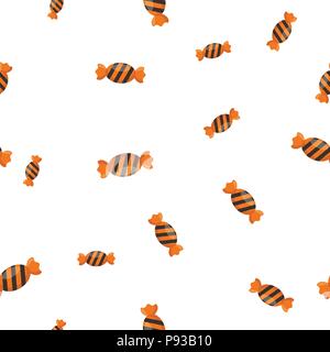 Candy Halloween pattern seamless. Vector illustration. Isolated white background. All Saints Eve. Stock Vector