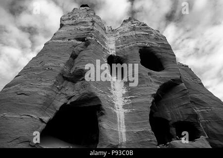 Multilevel CAVE DWELLINGS near THOLING date back to the 10th C. in the GUGE KINGDOM west of KAILASH - TIBET Stock Photo