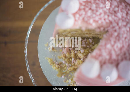 Pink Champagne butter cream frosting layer cake Stock Photo