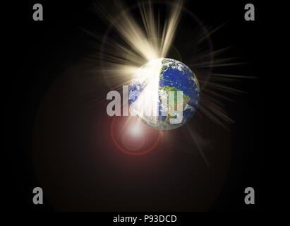 Cracked earth and light beam, disastrous Concept - Some elements of this image furnished by NASA Stock Photo