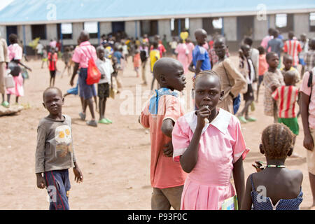 Kakuma, Kenya - Young students at a schoolyard in Kakuma refugee camp. Stock Photo