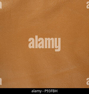 Orange leather texture. Square, close up Stock Photo