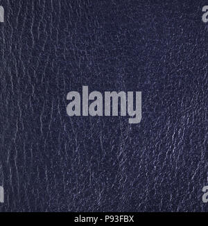 Blue leather texture. Square, close up Stock Photo