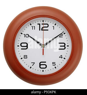 Wall clock isolated on white background. Include clipping path. Stock Photo