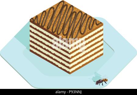 Honey cake in isometric style Stock Vector