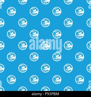 Train journey sign pattern vector seamless blue Stock Vector