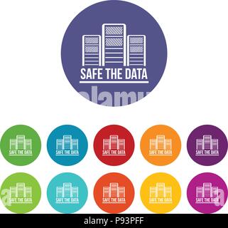 Safe the data icons set vector color Stock Vector