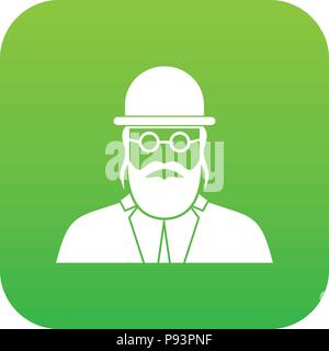 Orthodox jew icon digital green Stock Vector