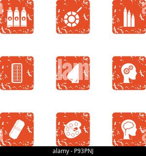 Intelligent painting icons set, grunge style Stock Vector