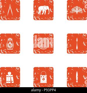 Untamed icons set, grunge style Stock Vector