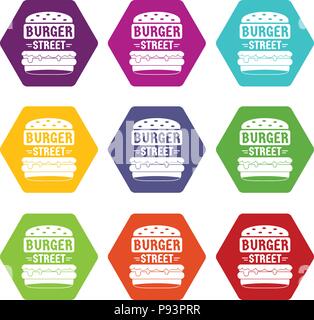 Big street burger icons vector hexahedron Stock Vector Image & Art - Alamy