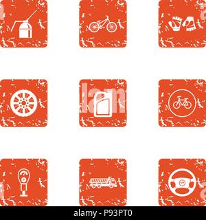 Toll road icons set, grunge style Stock Vector