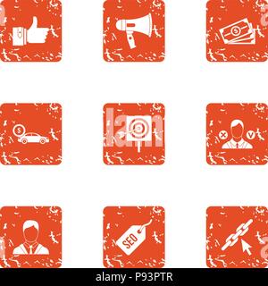 Expensive deal icons set, grunge style Stock Vector