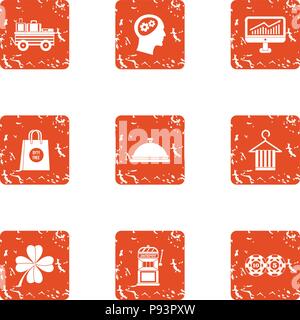 Timetable icons set, grunge style Stock Vector
