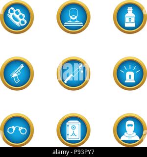 Menace icons set, flat style Stock Vector