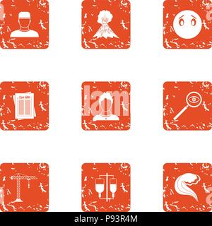 Rebuild icons set, grunge style Stock Vector
