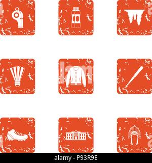 Readiness icons set, grunge style Stock Vector