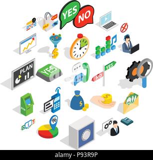 Payment icons set, isometric style Stock Vector