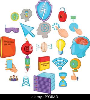 Commercial advertising icons set, cartoon style Stock Vector