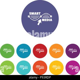 Smart media icons set vector color Stock Vector