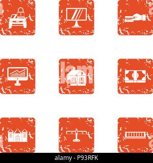 Data stream icons set, grunge style Stock Vector