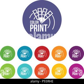 Color print icons set vector color Stock Vector