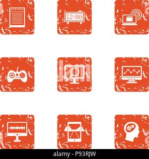 Leisure activity icons set, grunge style Stock Vector