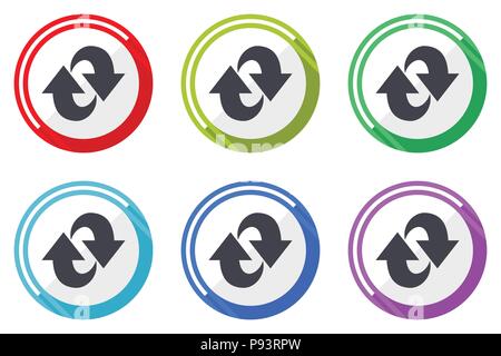 Rotation web vector icons, set of colorful flat round design editable internet buttons in eps 10 for webdesign and smartphone applicatios Stock Vector