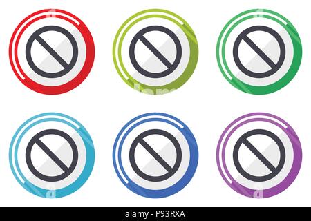 Access denied web vector icons, set of colorful flat round design editable internet buttons in eps 10 for webdesign and smartphone applicatios Stock Vector